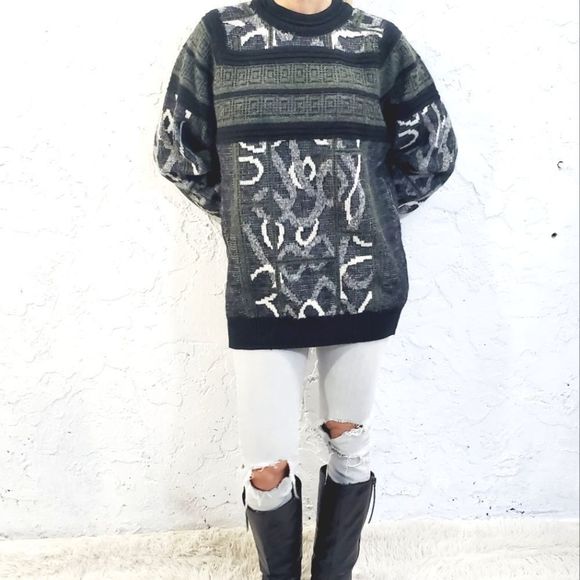 Vintage Sweaters - Italian Acrylic Wool Vintage knit sweater made in Italy Medium